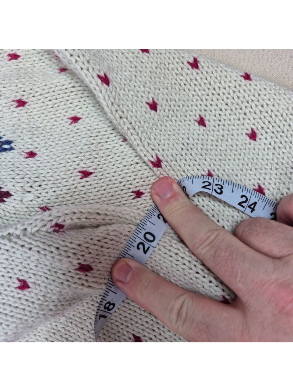 Cape Isle Knitters Women's Knit Long Sleeve White/Red/Blue Sweater Sz M VINTAGE! - Picture 8 of 9